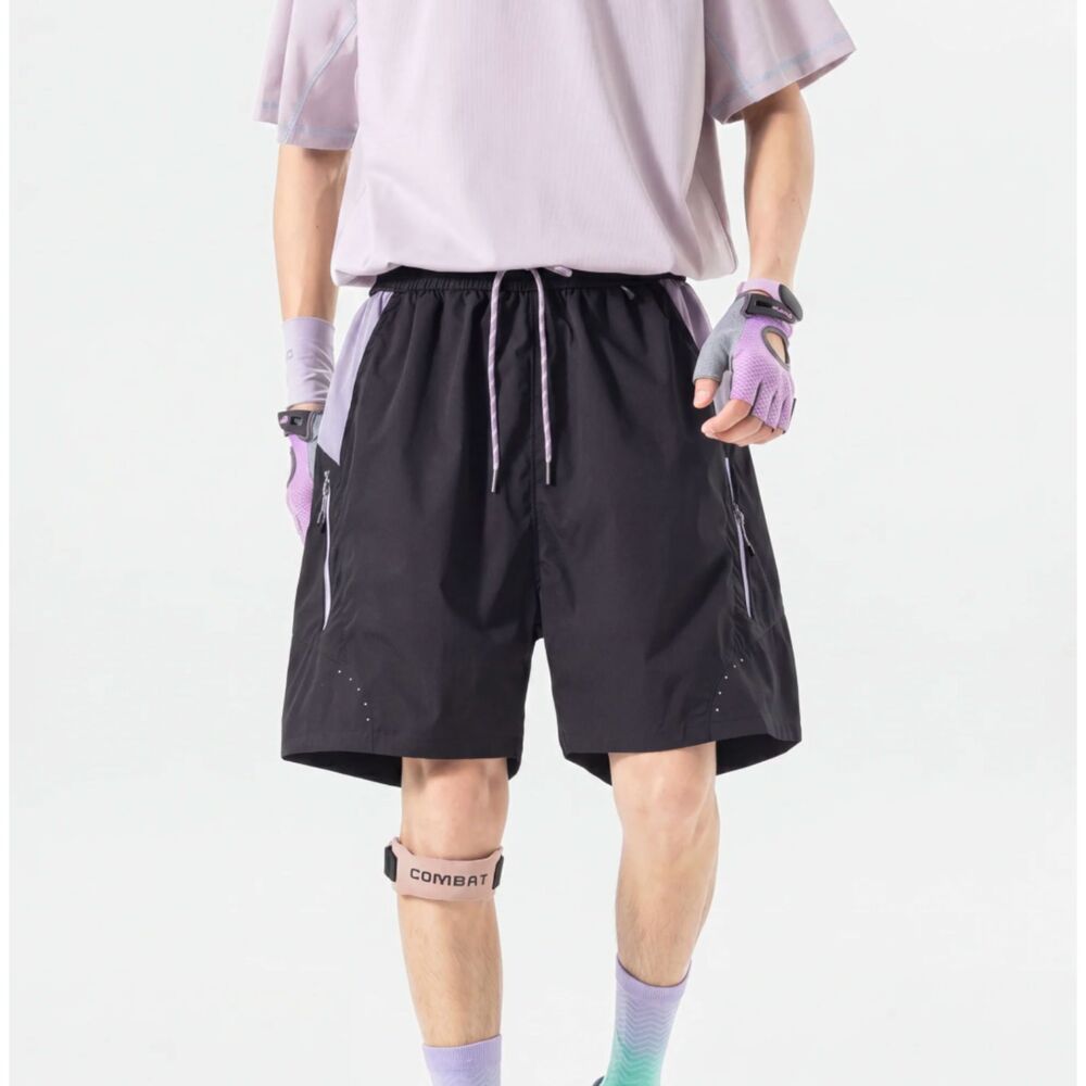 GONGGAR SLATELINE L NWOT water-repell ripstop hiking shorts black purple